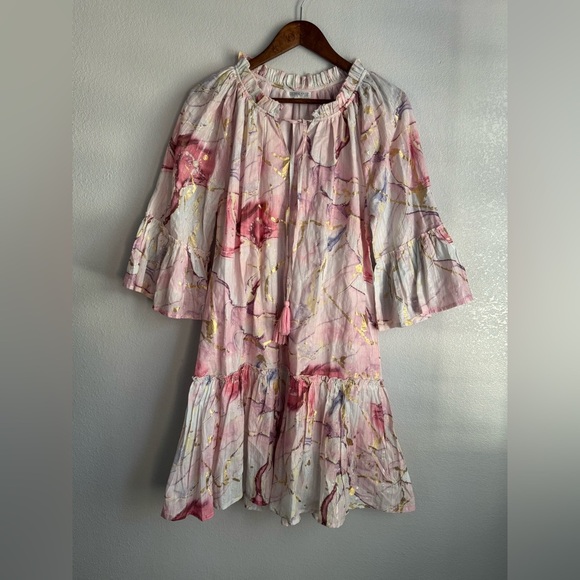 Debbie Katz Women’s Nalai Tunic South Beach Pink Cotton Tasseled Beach Dress M - Picture 3 of 5